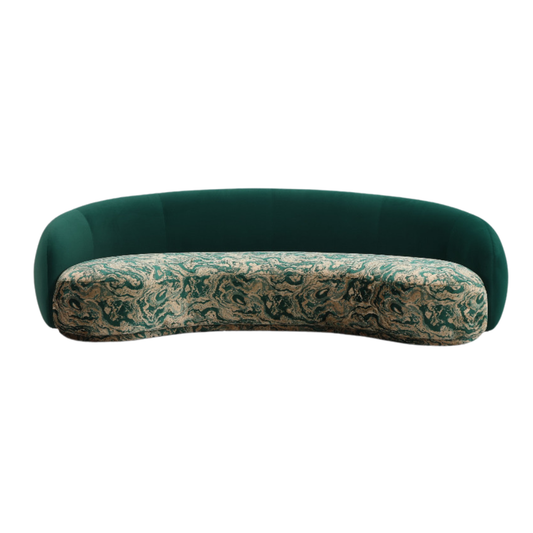 Homio Decor 210cm Curved Sofa - Marble Swirl (Deep Green)
