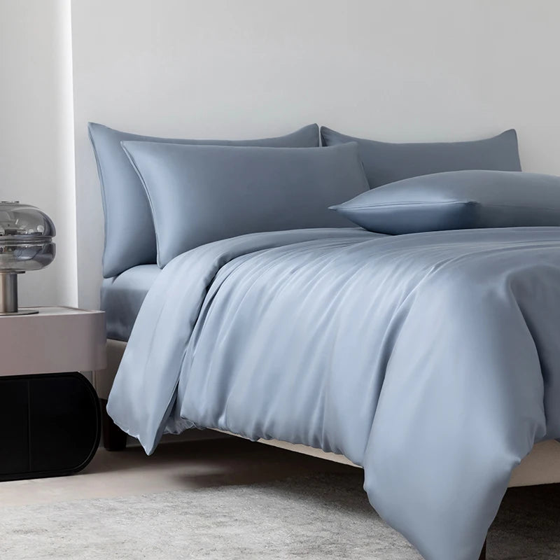 Homio Decor Bedroom Lauren Blue / Queen Size (4pcs) / 19 momme 100% Mulberry Silk Bedding Set
