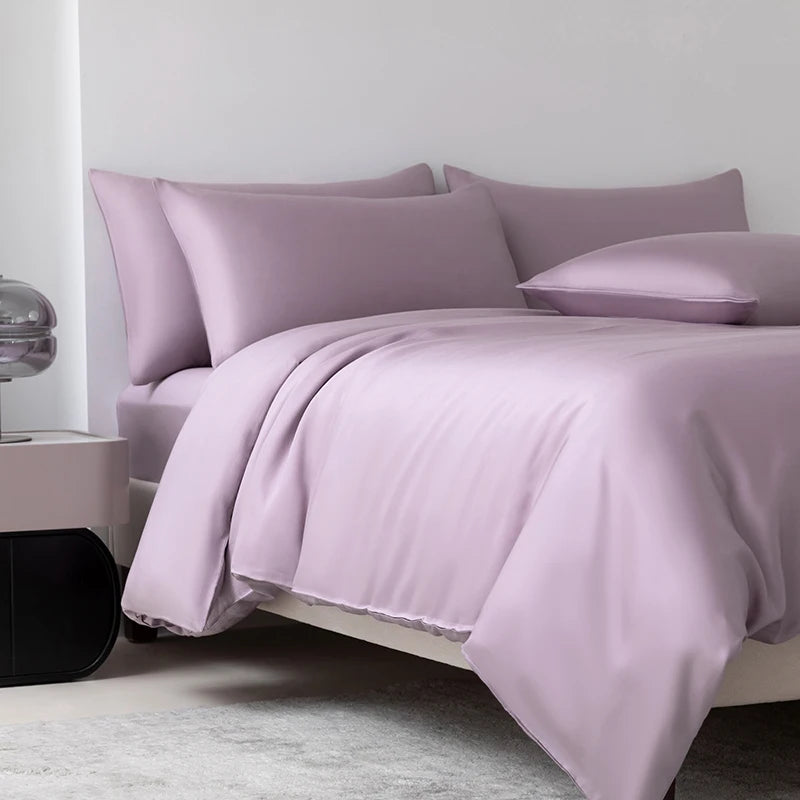 Homio Decor Bedroom Purple / Queen Size (4pcs) / 19 momme 100% Mulberry Silk Bedding Set