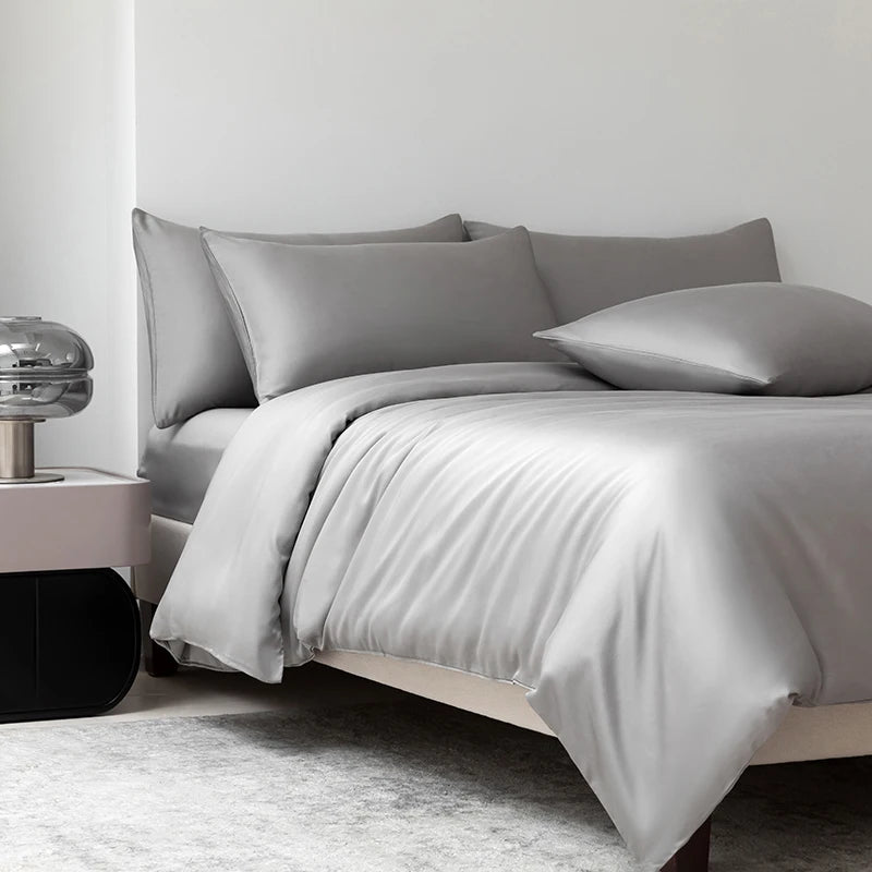 Homio Decor Bedroom Steel Grey / Queen Size (4pcs) / 19 momme 100% Mulberry Silk Bedding Set