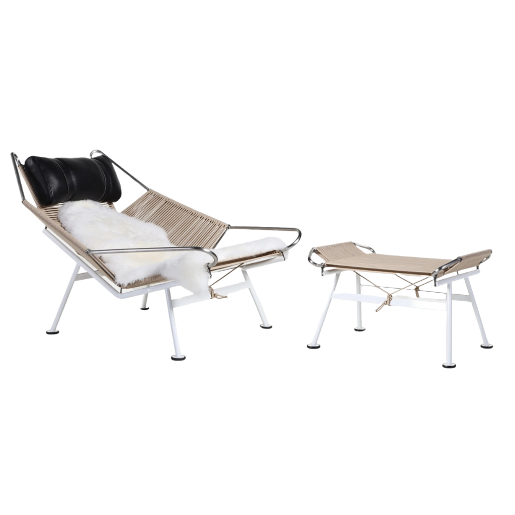 Homio Decor Black Leather / Chair & Ottoman The Flagline Lounge Chair