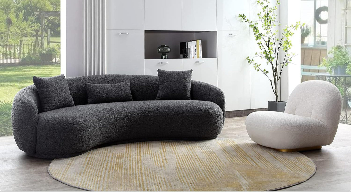Homio Decor Boucle Curved Sofa (Grey)