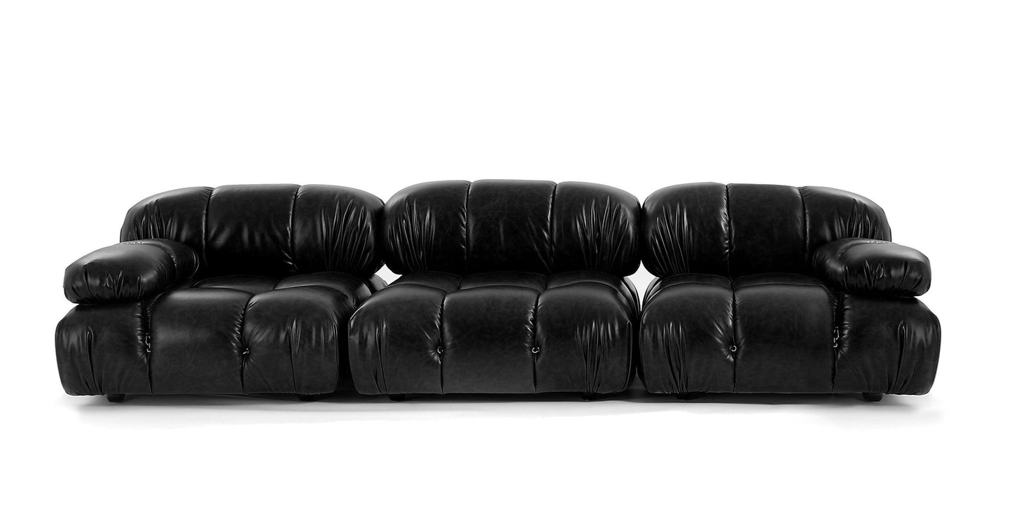 Camaleonda Leather Sofa (Set of 3) - Textured Black - Homio Decor