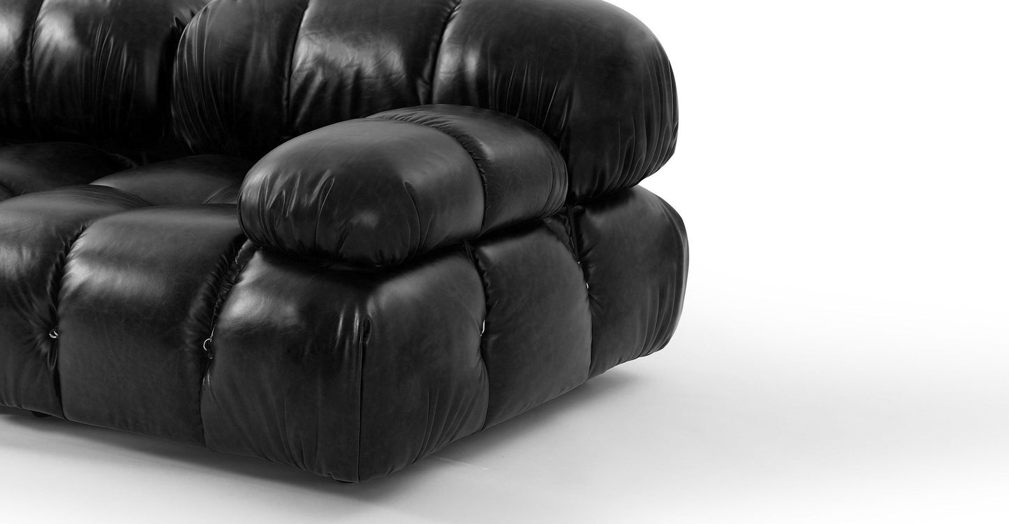 Camaleonda Leather Sofa (Set of 3) - Textured Black - Homio Decor