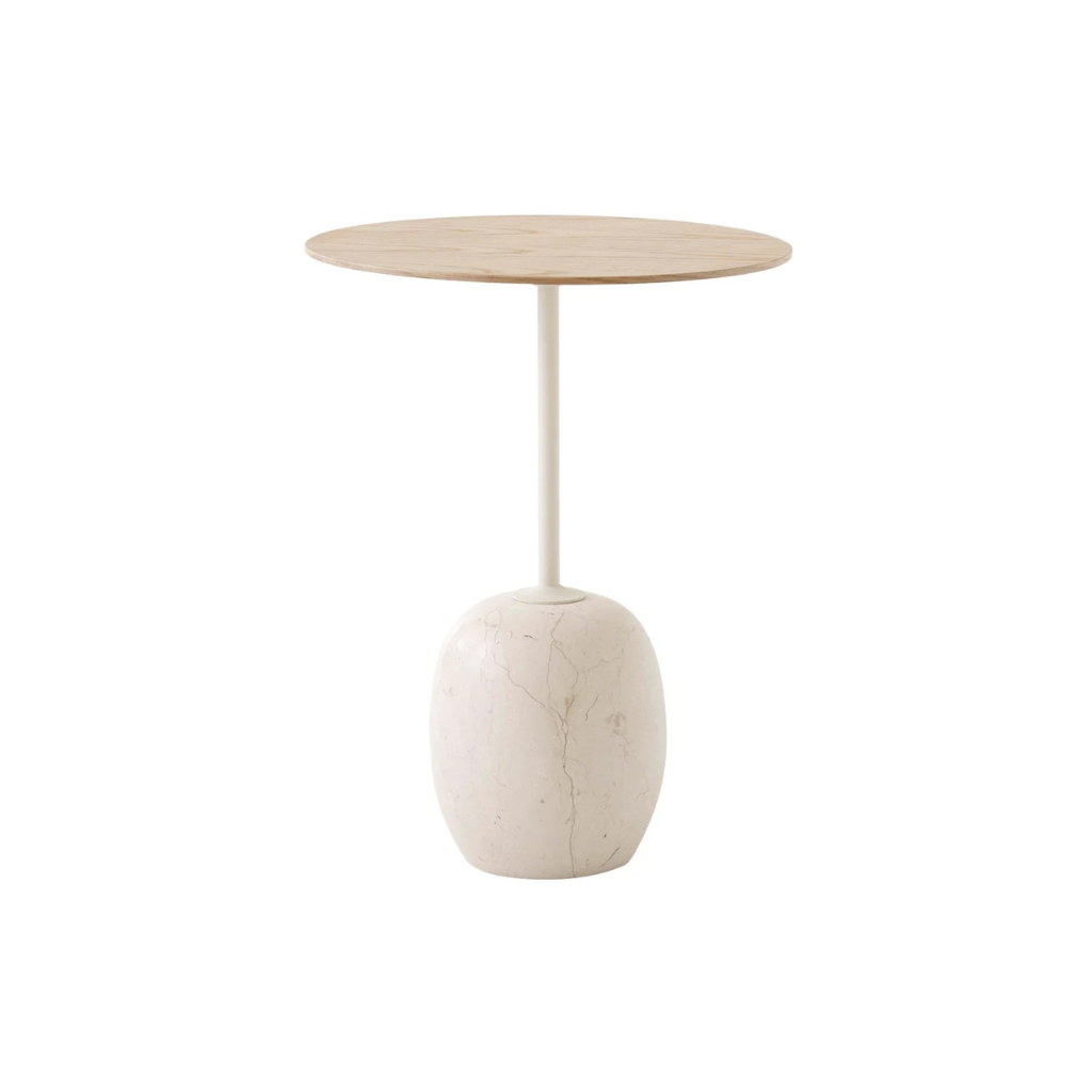 Homio Decor Crema Diva Marble (Oak) / 19.7" Luna Marble Side Table