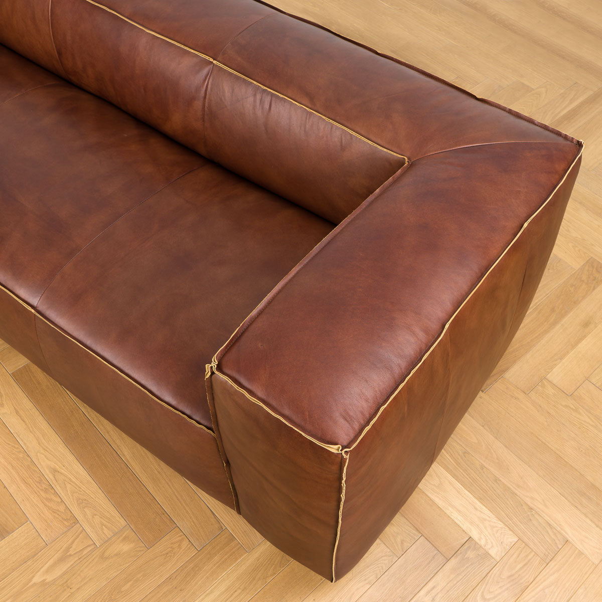 Cubis Leather Sofa (3 Seater) - Homio Decor