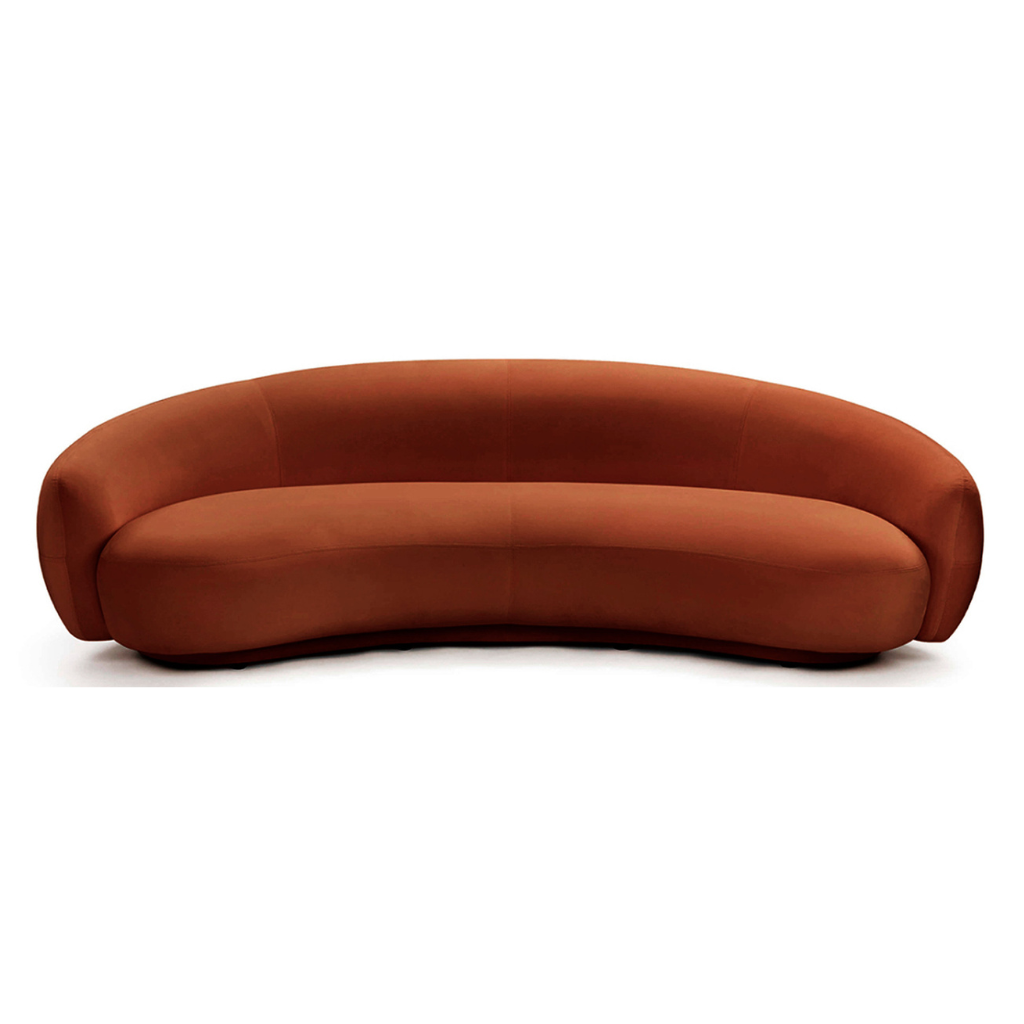 Homio Decor Currant Red / 210cm Velvet Curved Sofa