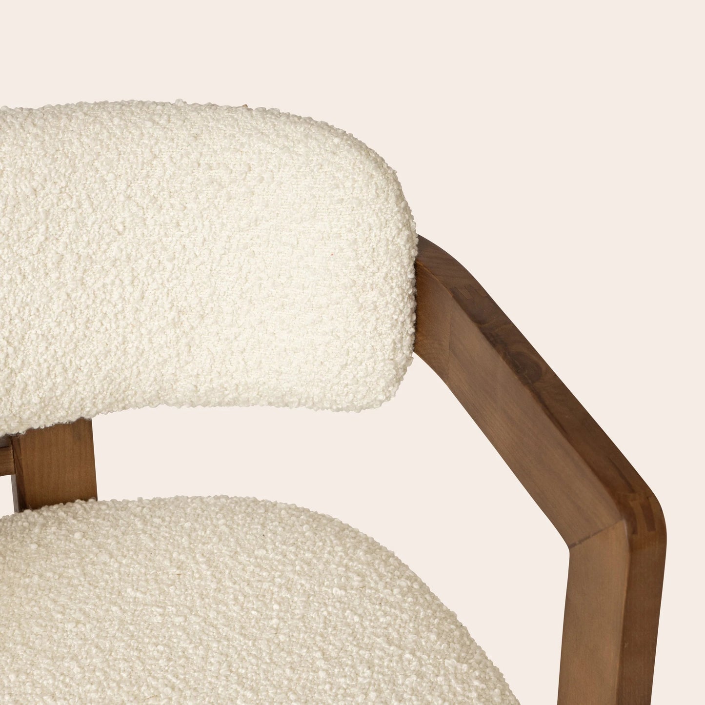 Curved Walnut Dining Chair - Boucle - Homio Decor