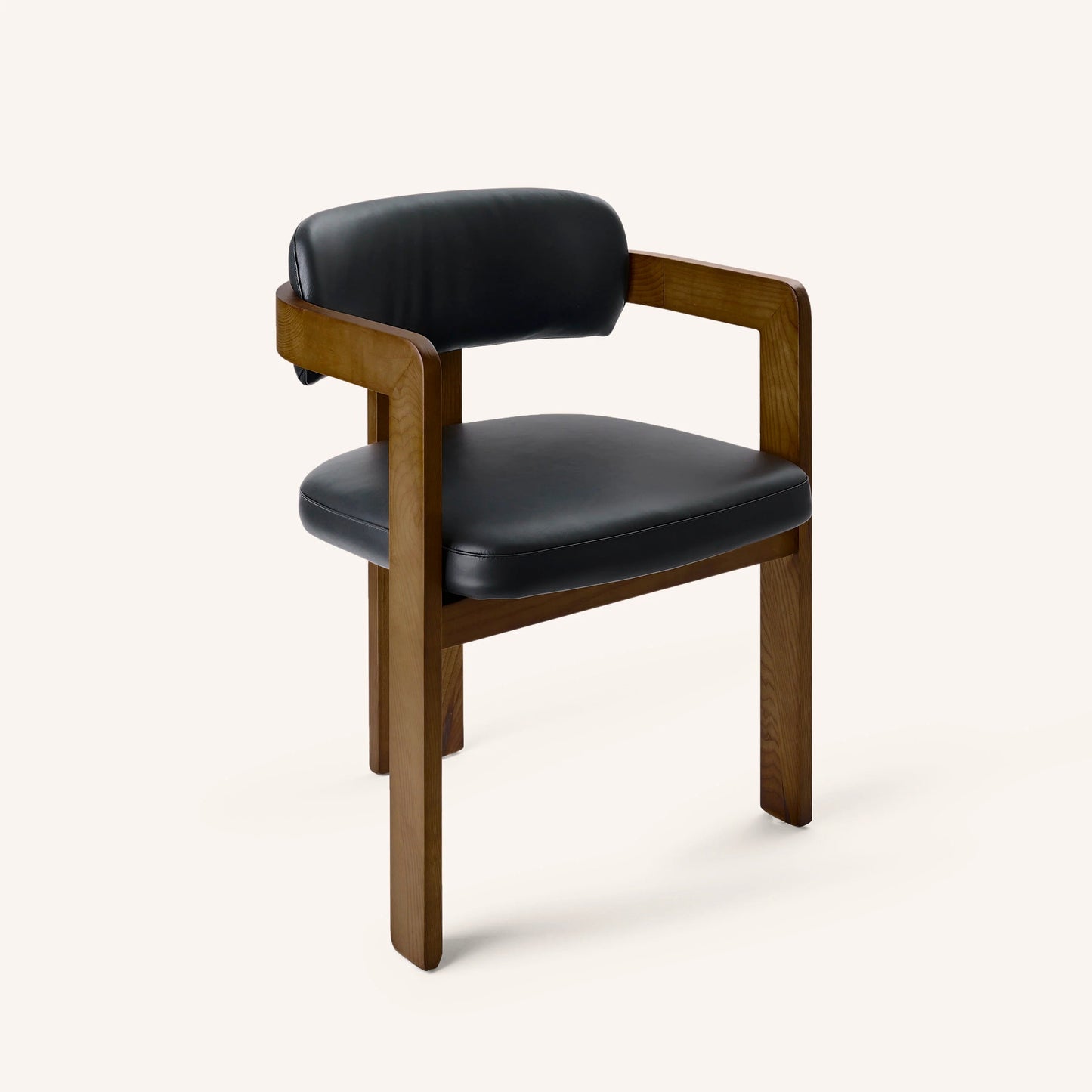 Curved Walnut Dining Chair - Leather - Homio Decor