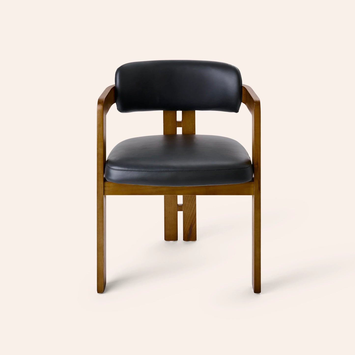 Curved Walnut Dining Chair - Leather - Homio Decor