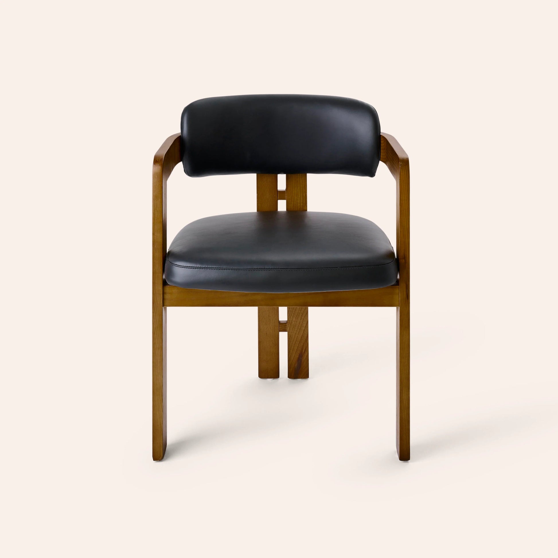 Curved Walnut Dining Chair - Leather - Homio Decor
