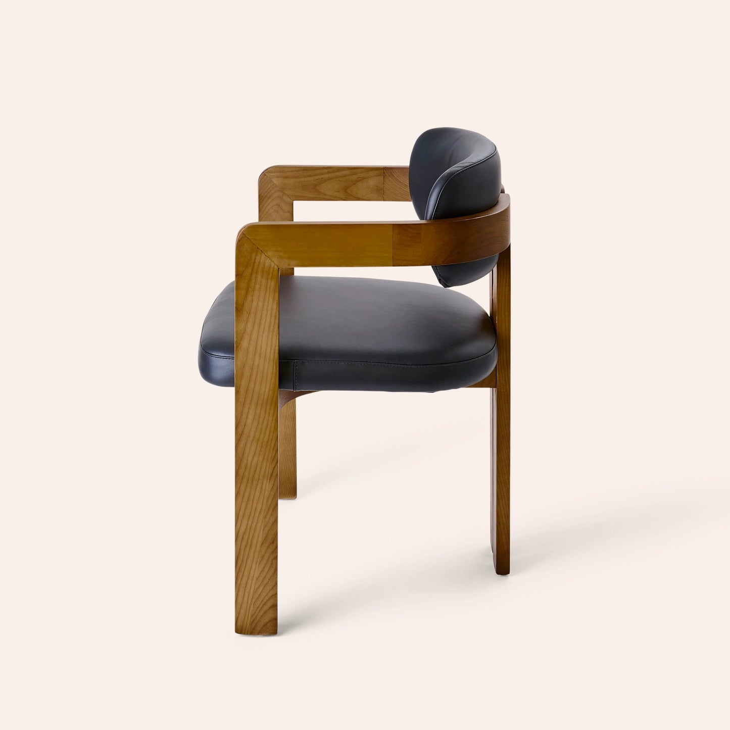 Curved Walnut Dining Chair - Leather - Homio Decor