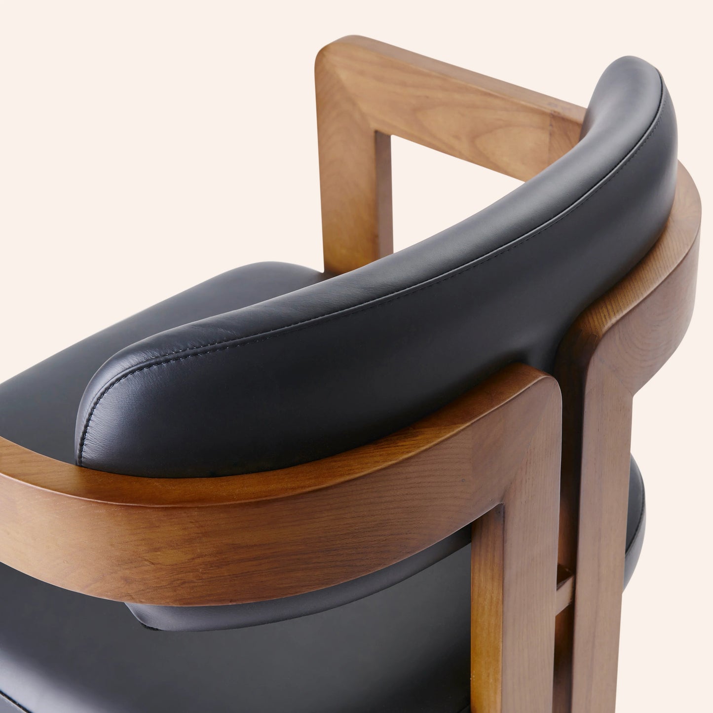 Curved Walnut Dining Chair - Leather - Homio Decor