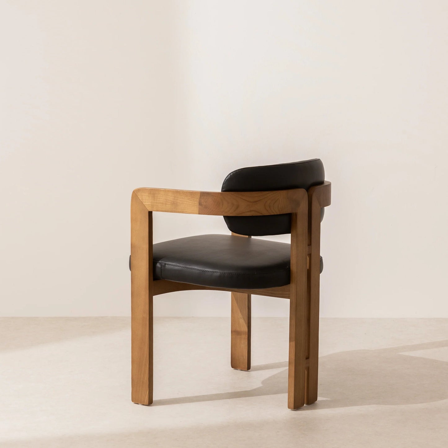 Curved Walnut Dining Chair - Leather - Homio Decor