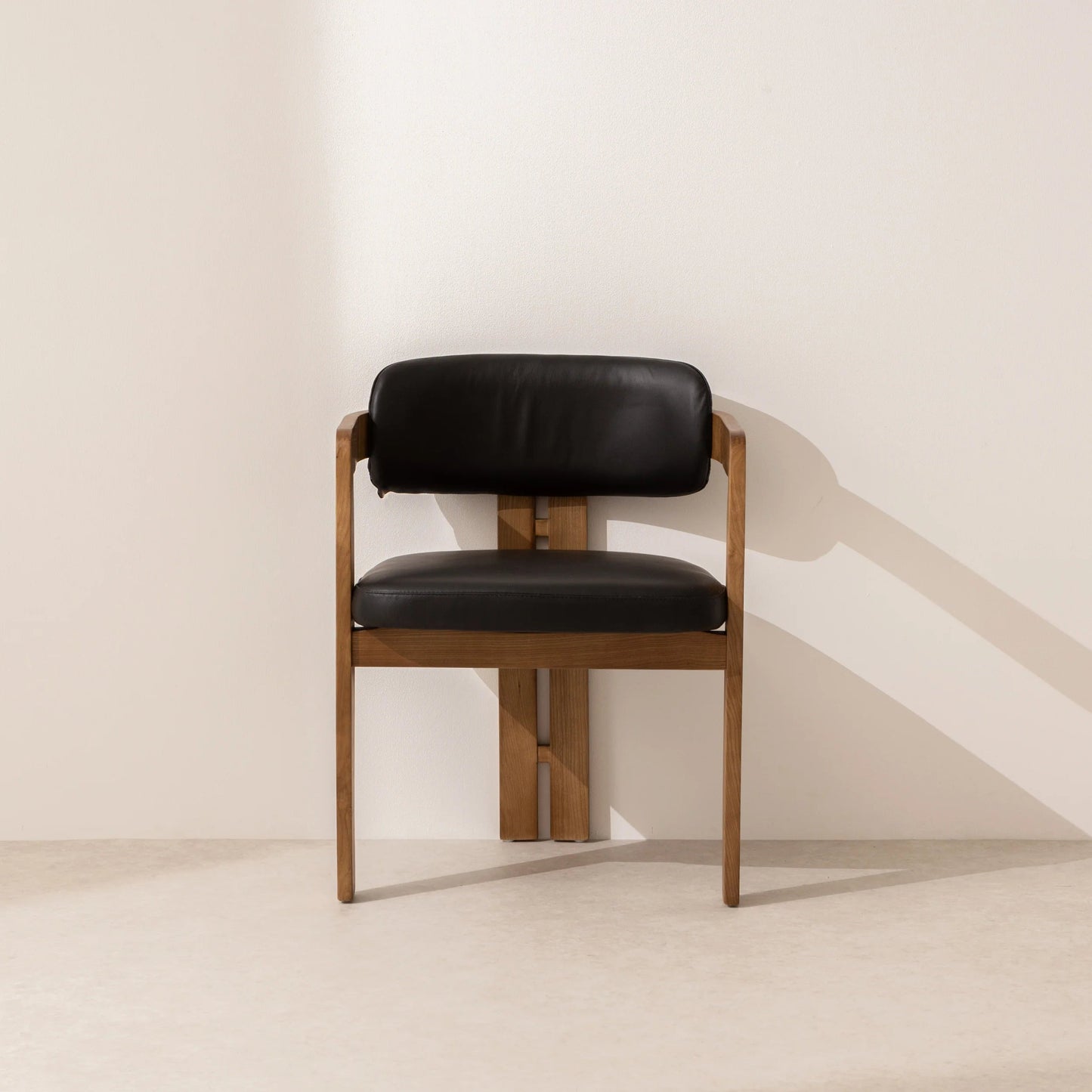 Curved Walnut Dining Chair - Leather - Homio Decor