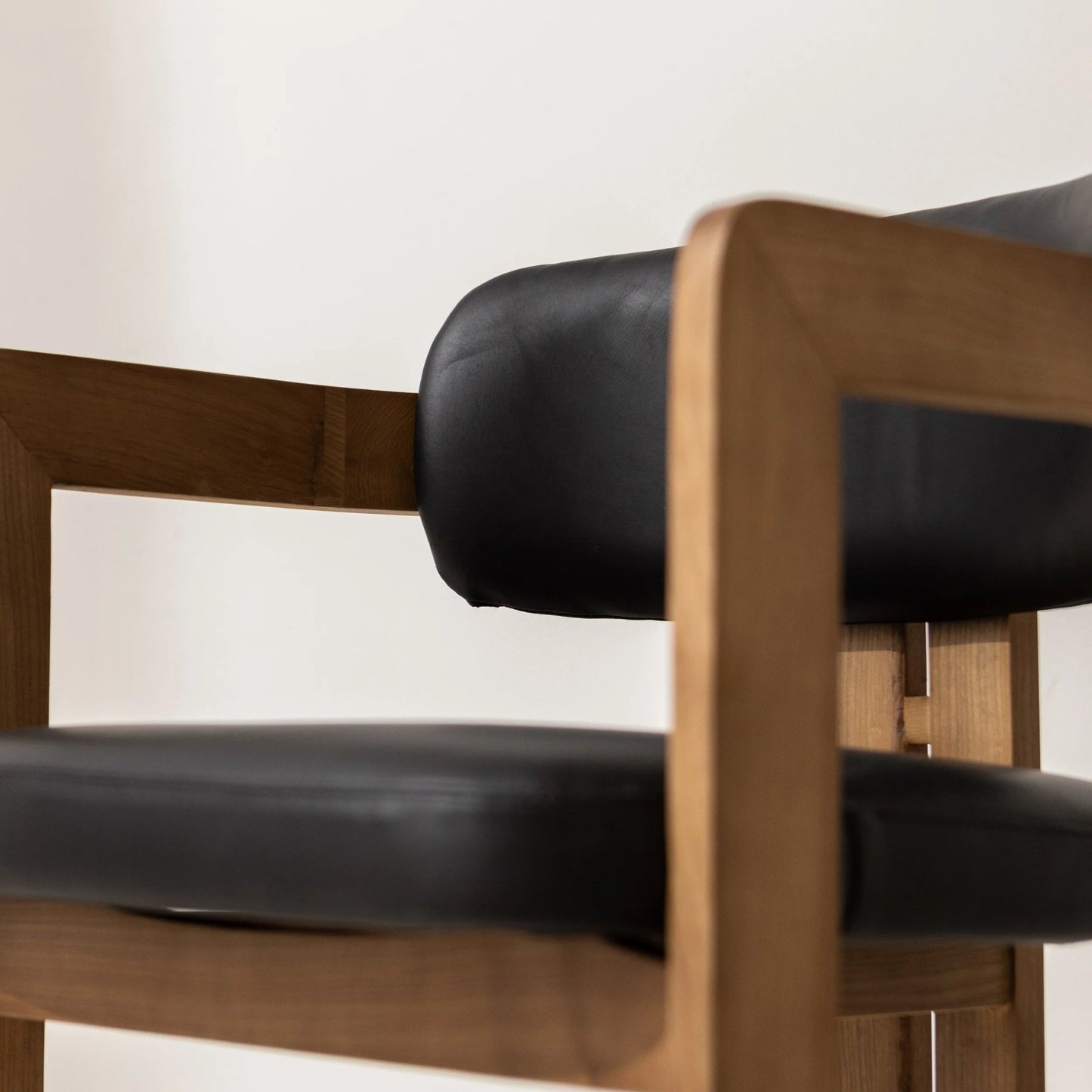 Curved Walnut Dining Chair - Leather - Homio Decor
