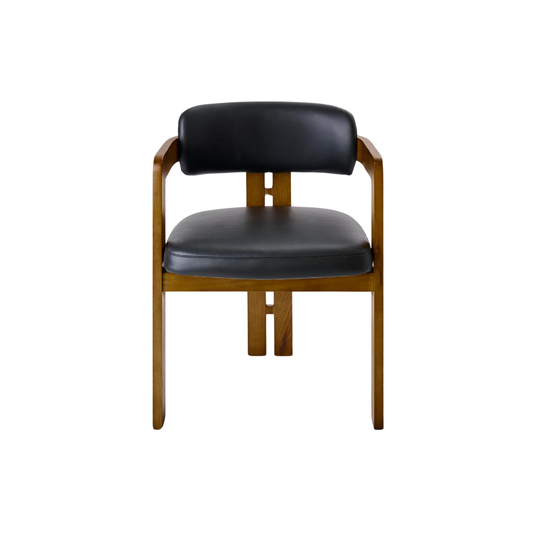 Curved Walnut Dining Chair - Leather - Homio Decor