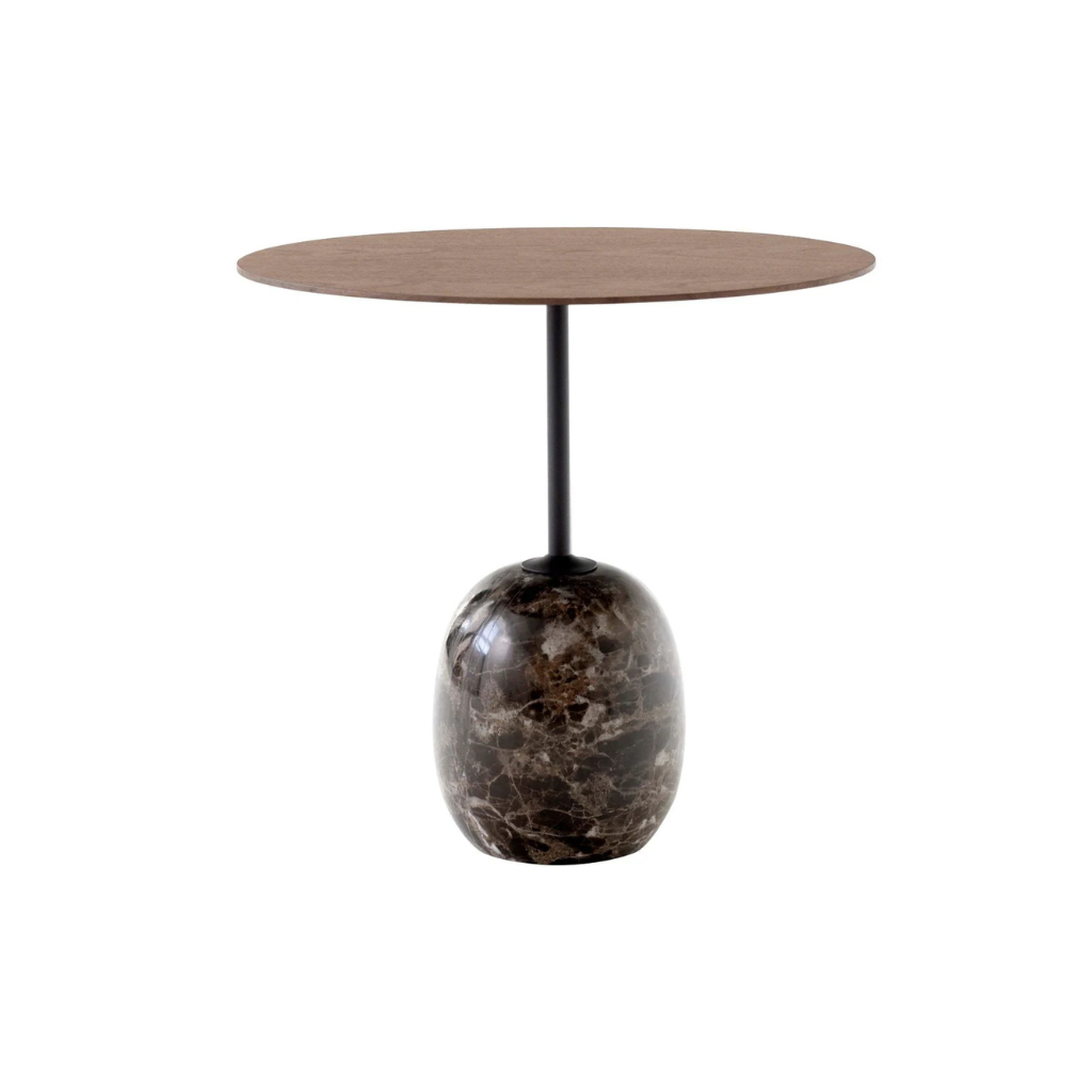 Homio Decor Dark Emperador Marble (Walnut) / 17.7" Luna Marble Side Table