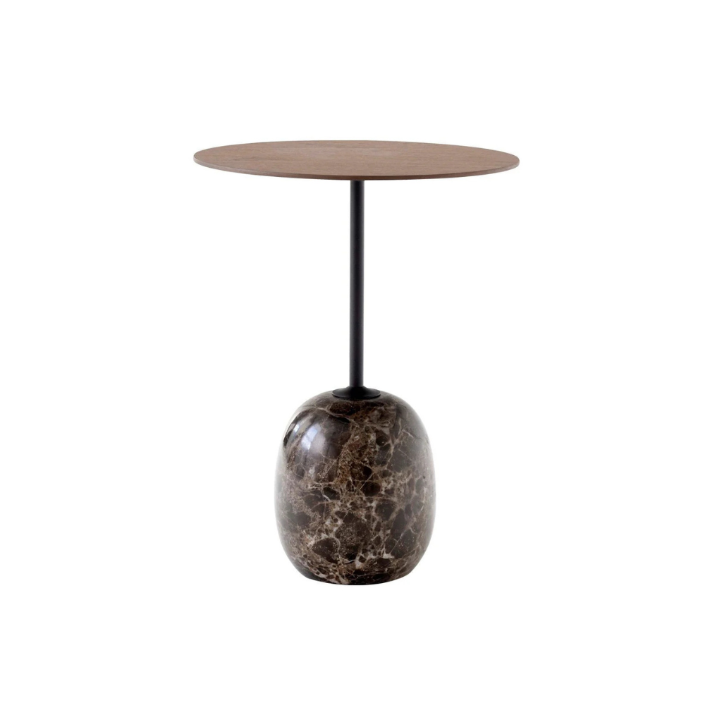 Homio Decor Dark Emperador Marble (Walnut) / 19.7" Luna Marble Side Table