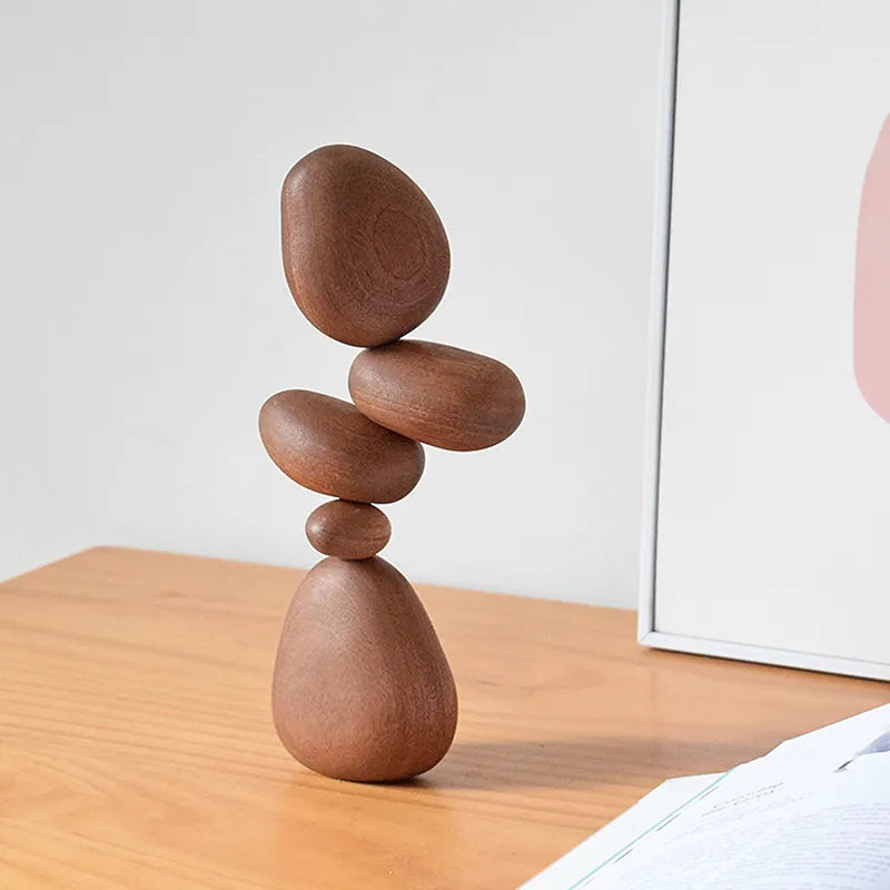 Solid Wood Stone Art Ornaments - Homio Decor