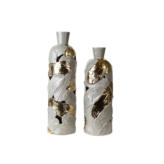 Luxury Ceramic Gold Leaf Vase - Homio Decor