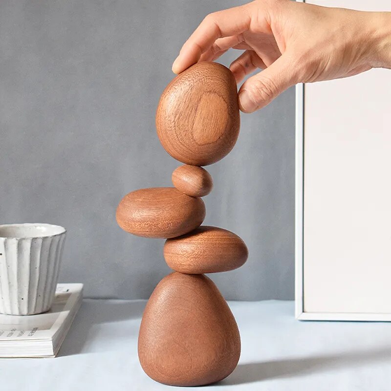 Solid Wood Stone Art Ornaments - Homio Decor
