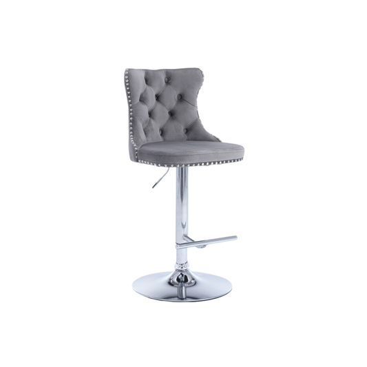 Grey Button Tufted Bar Chair - Homio Decor
