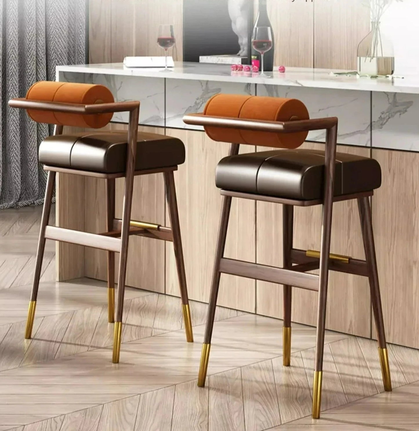 Harley Leather Bar Stool - Homio Decor