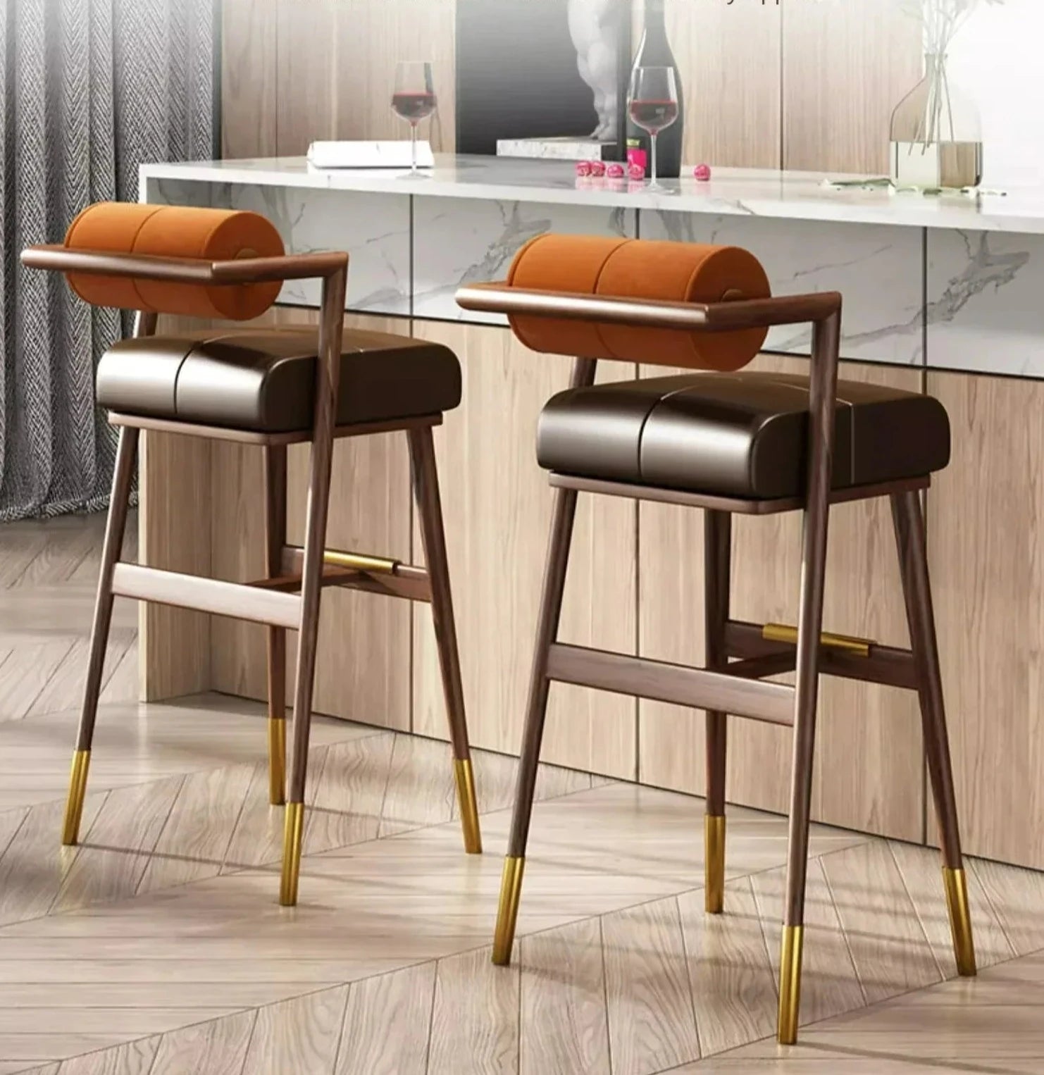 Harley Leather Bar Stool - Homio Decor