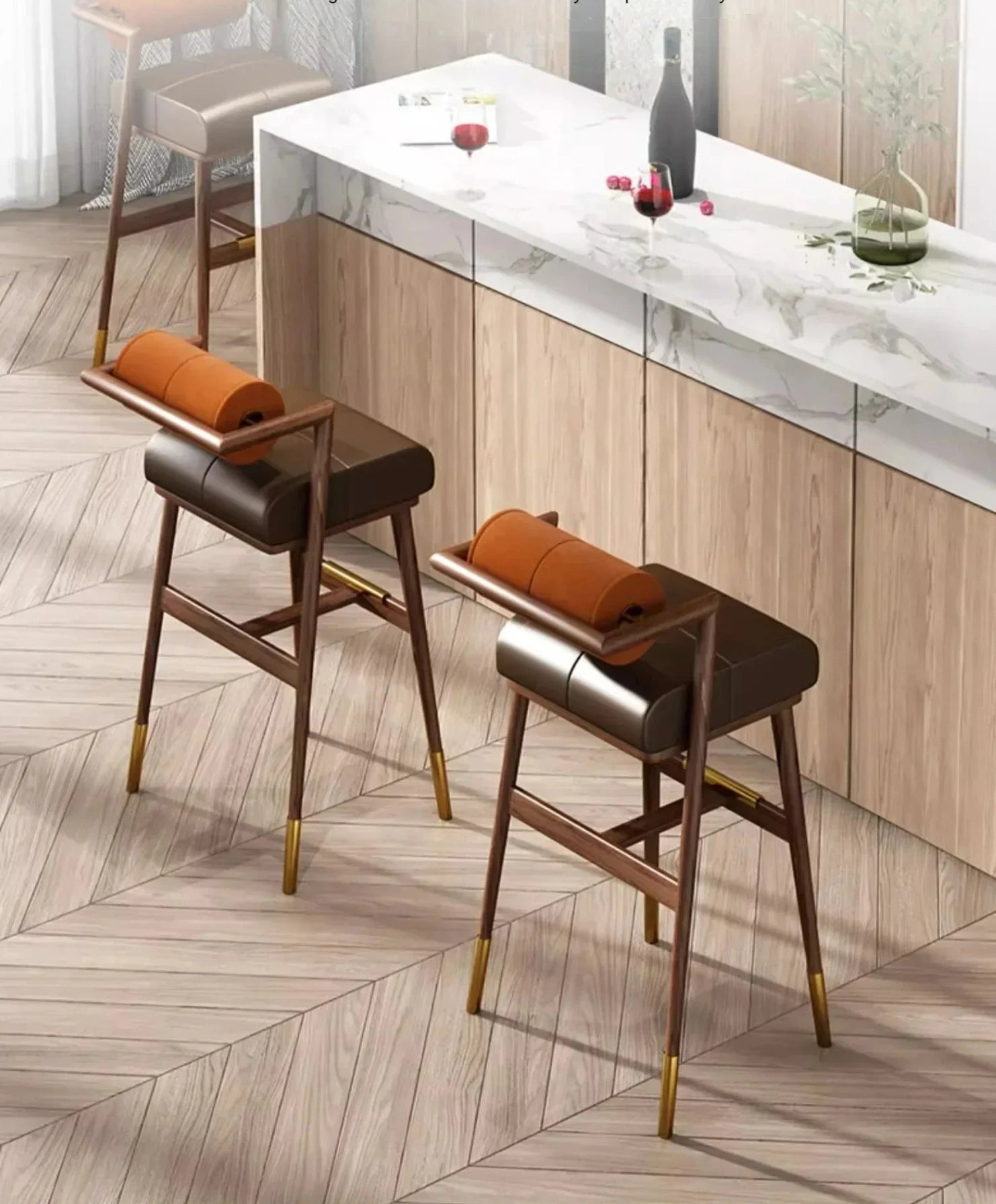 Harley Leather Bar Stool - Homio Decor