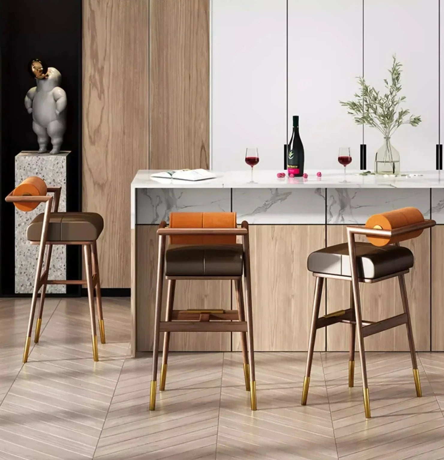 Harley Leather Bar Stool - Homio Decor