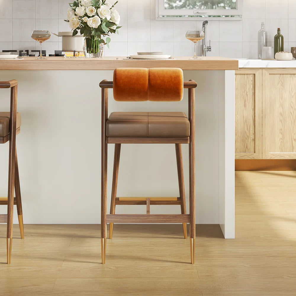 Harley Leather Bar Stool - Homio Decor