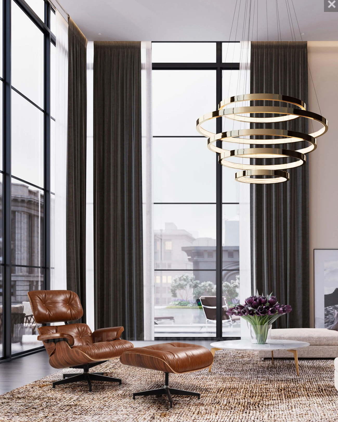 Eames Lounge Chair & Ottoman (PRO) - Textured Brown - Homio Decor
