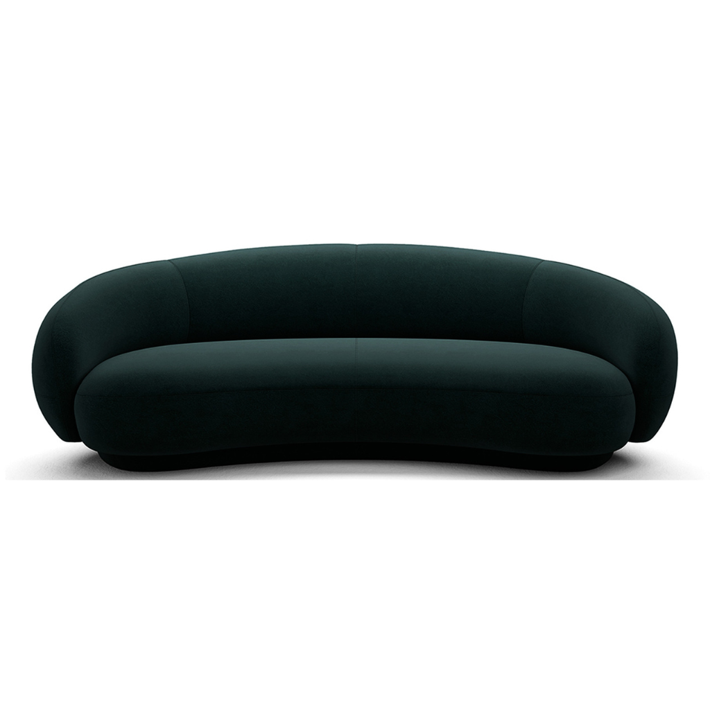 Homio Decor Emerald Green / 210cm Velvet Curved Sofa