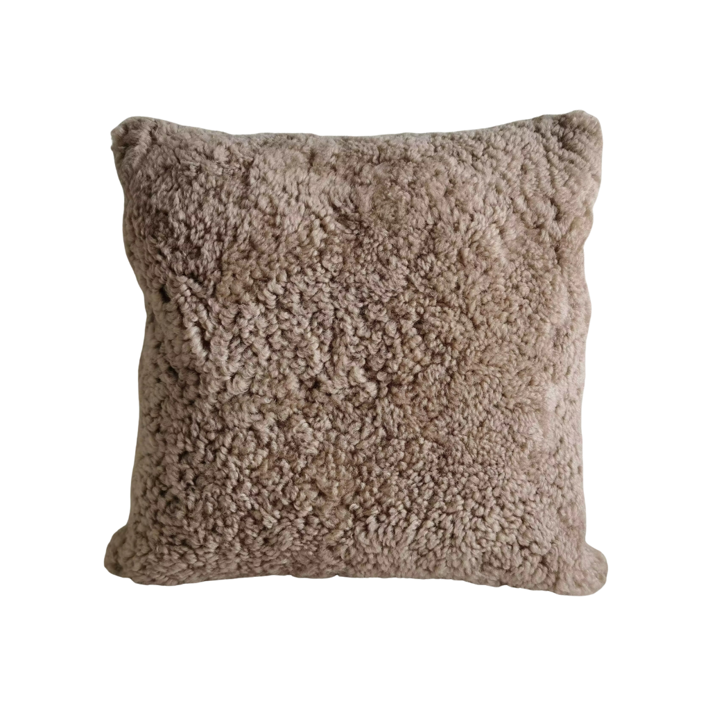 Homio Decor Frosty Brown Curly Shearling Sheepskin Pillowcase