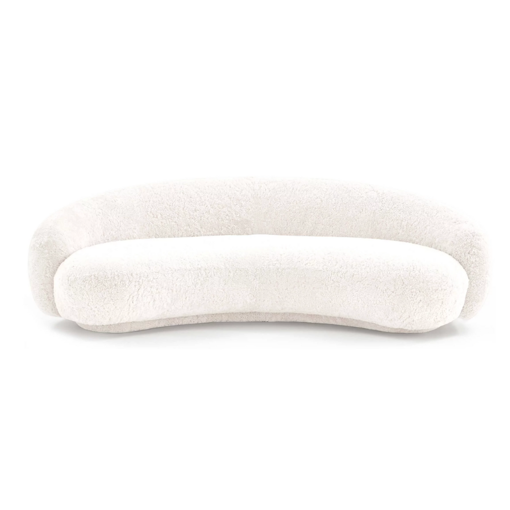 Homio Decor Genuine Sheepskin Curved Sofa