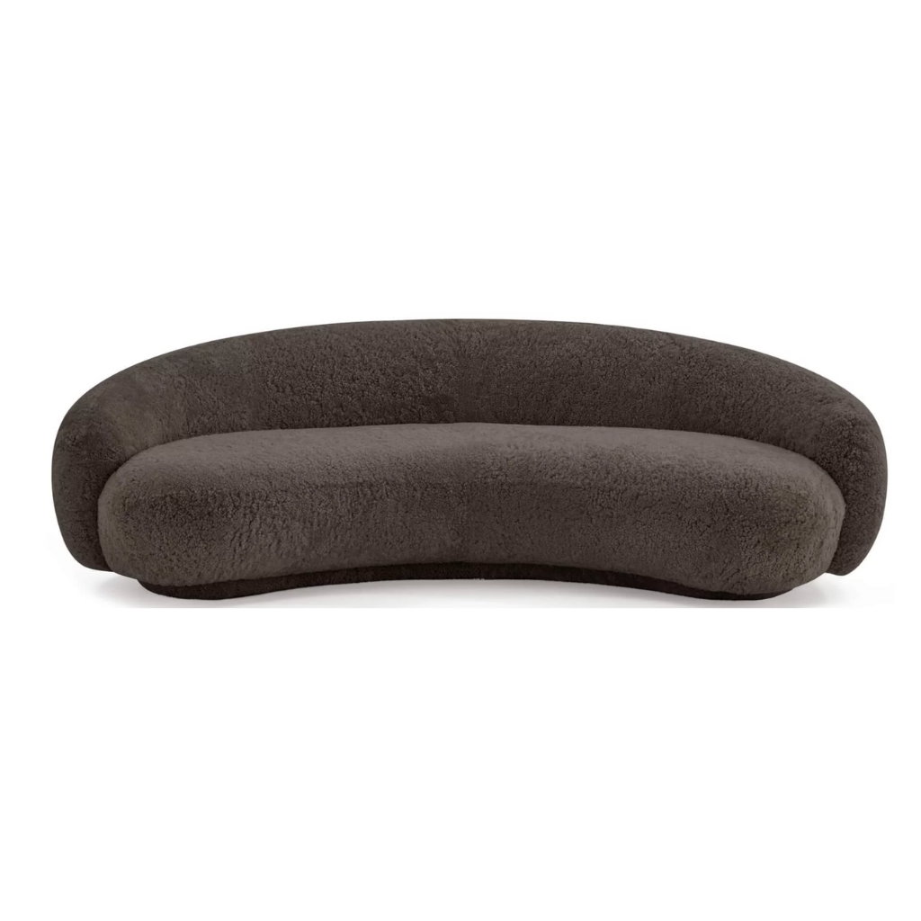 Homio Decor Genuine Sheepskin Curved Sofa