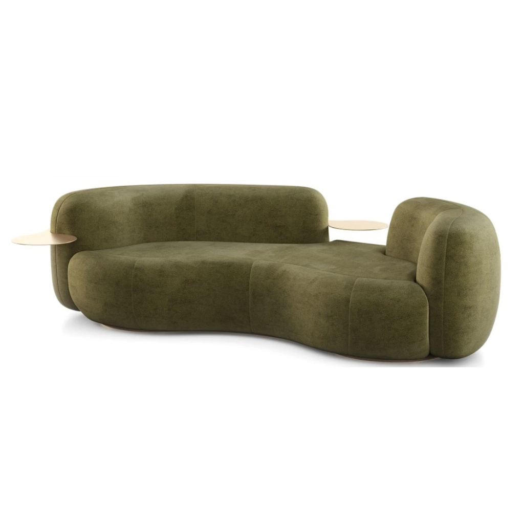 Homio Decor Green Suede Canyon Sofa