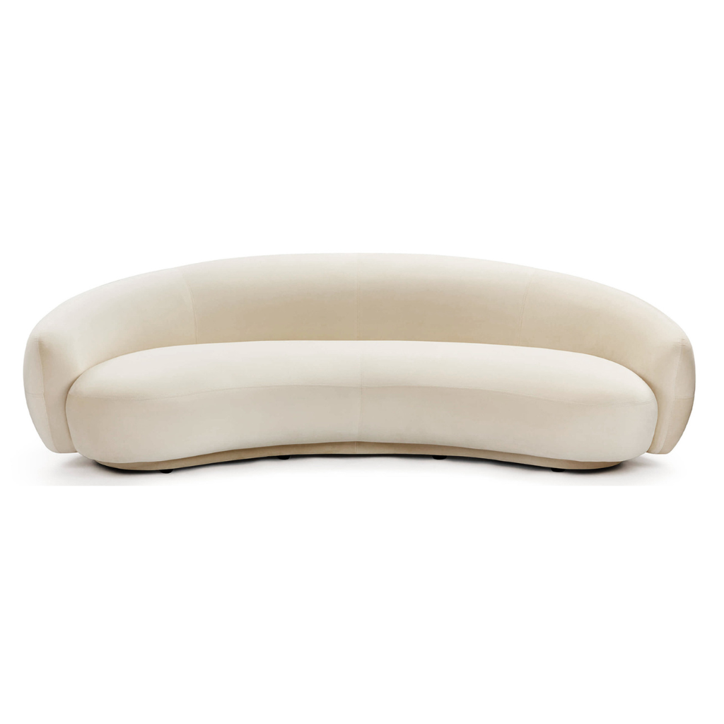 Homio Decor Ivory / 210cm Velvet Curved Sofa