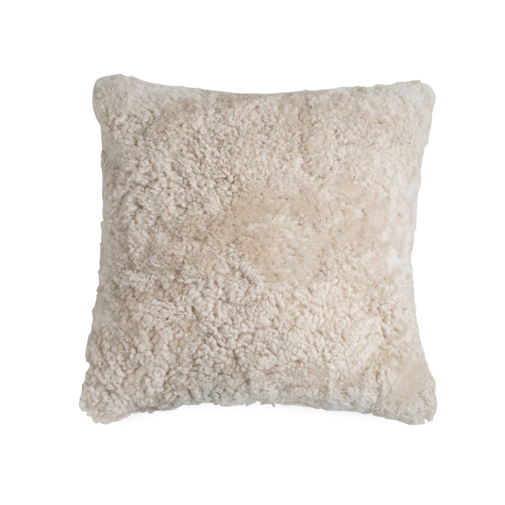 Homio Decor Ivory Curly Shearling Sheepskin Pillowcase