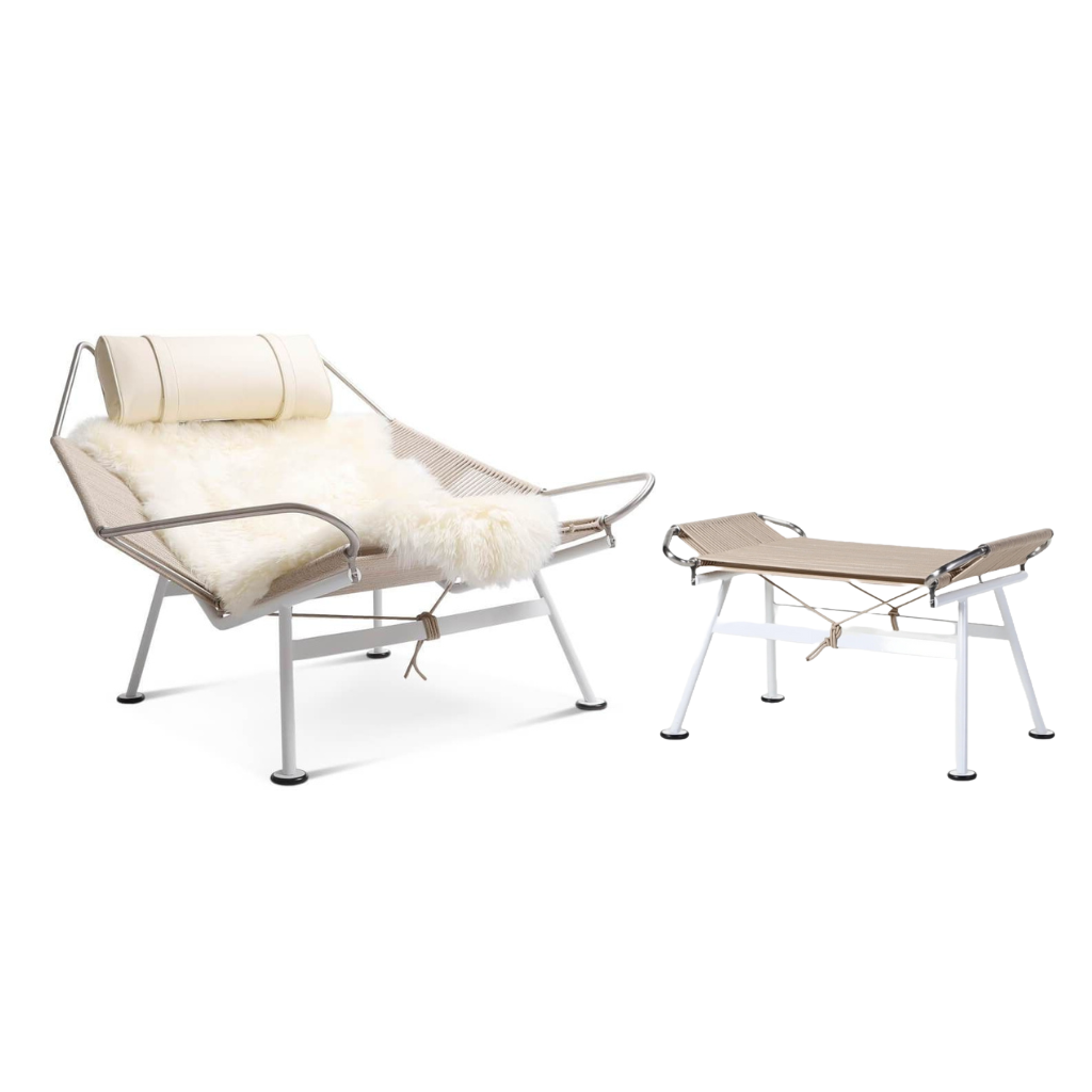 Homio Decor Ivory Leather / Chair & Ottoman The Flagline Lounge Chair
