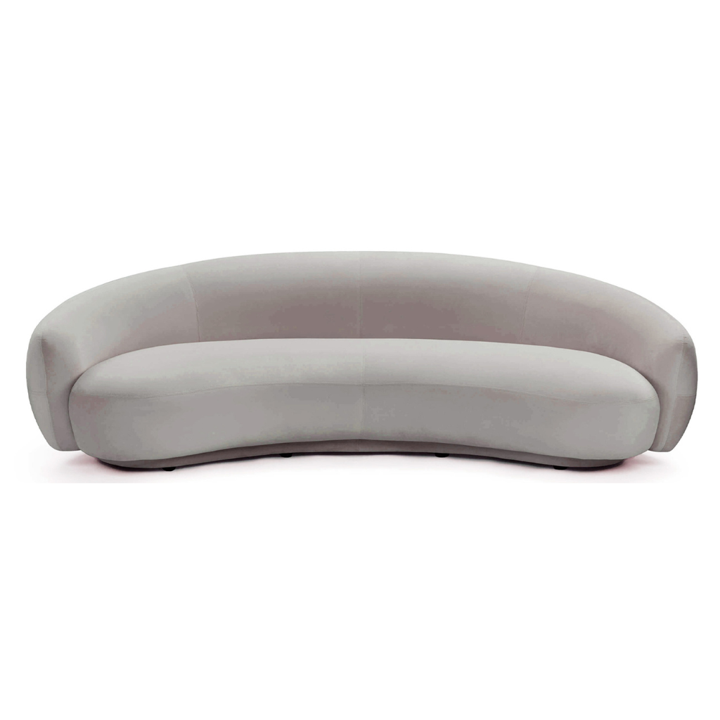Homio Decor Light Grey / 210cm Velvet Curved Sofa