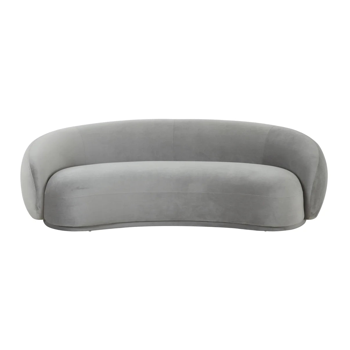 Homio Decor Light Grey Velvet Curved Sofa (89 inch)