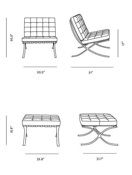 Barcelona Chair - Leather (Brown) - Homio Decor
