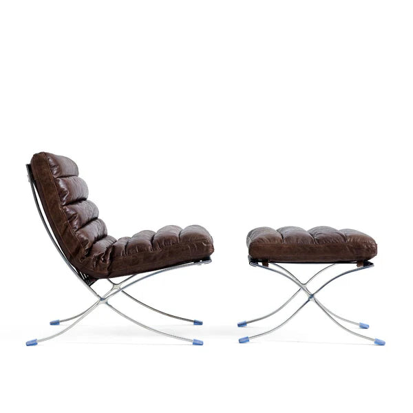 Barcelona Style Lounge Chair (Brown) - Homio Decor