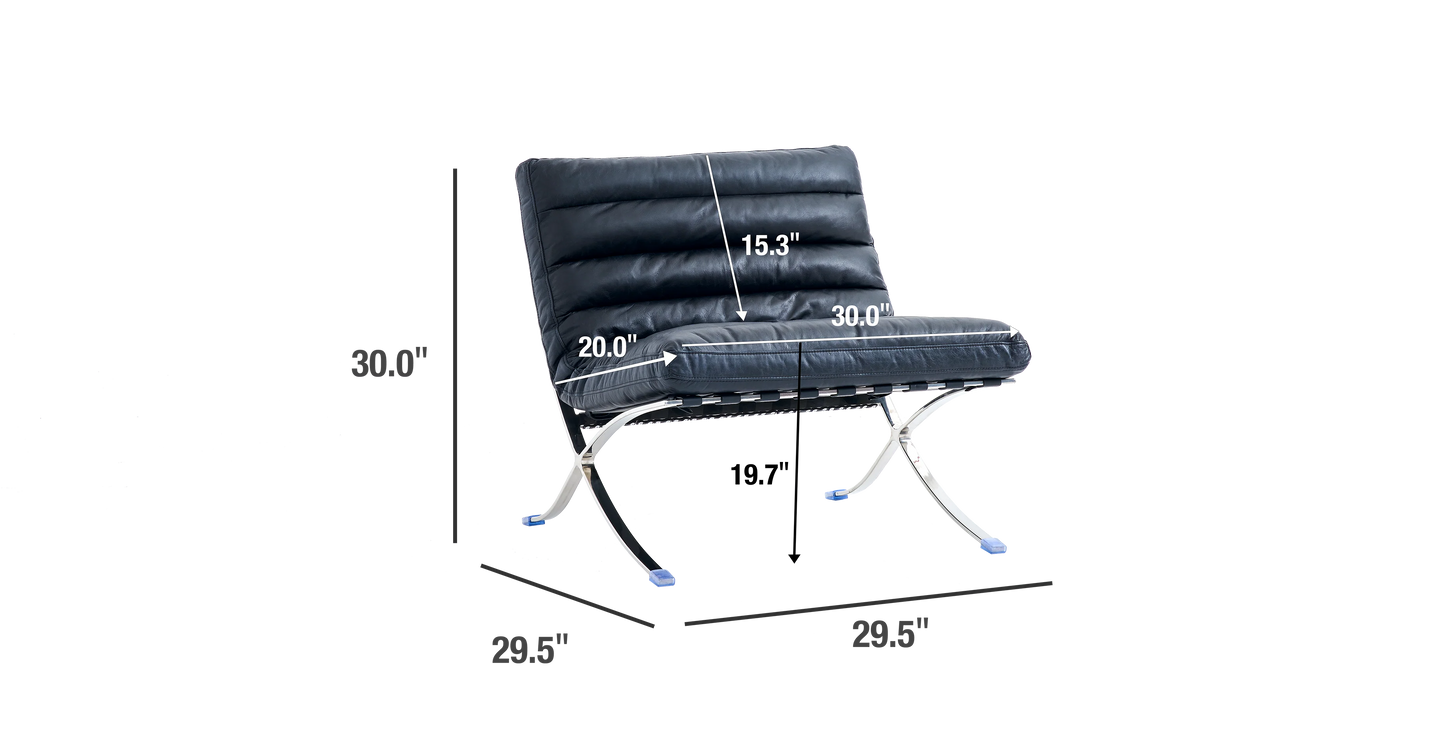 Barcelona Style Lounge Chair (Brown) - Homio Decor