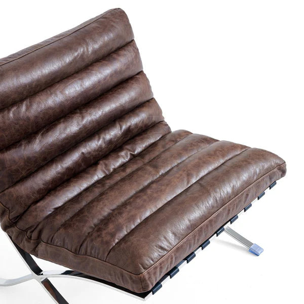 Barcelona Style Lounge Chair (Brown) - Homio Decor