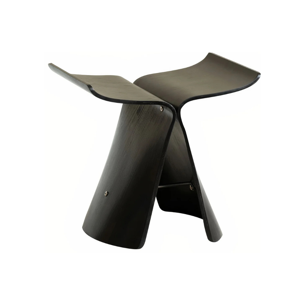 Homio Decor Living Room Black Ash Wood Danish Butterfly Stool