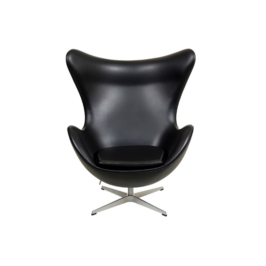 Egg Chair - Black Aniline Leather - Homio Decor
