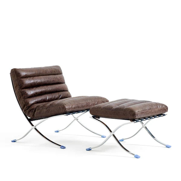 Barcelona Style Lounge Chair (Brown) - Homio Decor